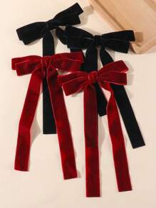 2/4 piezas Pinzas de pelo de niña vintage de terciopelo con lazo, pasador de pelo de lazo de terciopelo de cola larga de moda, accesorios de pelo para el uso diario