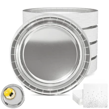 Silvery Paper Plates Napkins, 7"/9" Foil Silvery Disposable Plates, Party Plates Cake Dessert Plates, Tableware Dinnerware Set Supplies For Daily Meals Birthday Baby Shower Holiday Picnic Graduation Wedding Dinner - Silver - View 2