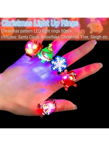 25 chiếc nhẫn đèn Giáng sinh, tiệc tùng, nhẫn phát sáng LED Giáng sinh, đồ dùng tiệc tùng, nhẫn đeo ngón tay phát sáng nhấp nháy Halloween, trang trí cho người lớn, trò chơi tiệc tùng, túi đựng quà - Nhiều màu - Xem 5