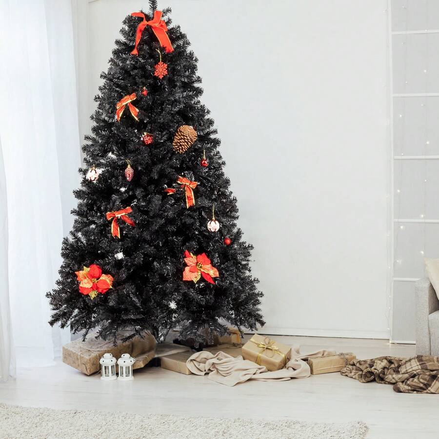 7.5ft Artificial Christmas Tree With 2500 Branches For Custom Holiday Decor - Black - View 1