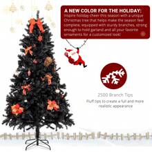 7.5ft Artificial Christmas Tree With 2500 Branches For Custom Holiday Decor - Black - View 5