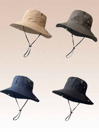 1pc New Outdoor Bucket Hat, Unisex Design Suitable For Hiking, Climbing, Fishing, Sun Protection, Western Cowboy Style