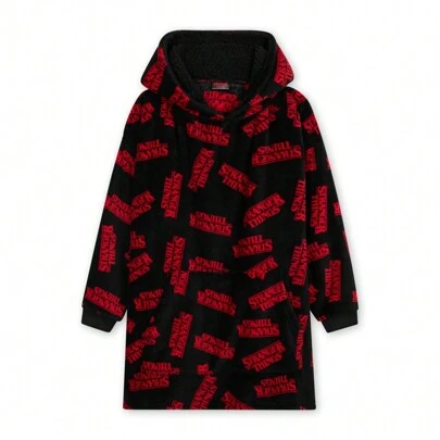 Stranger Things Blanket Hoodie And Cosy Oversized Fleece One Size Sherpa Hood Gift