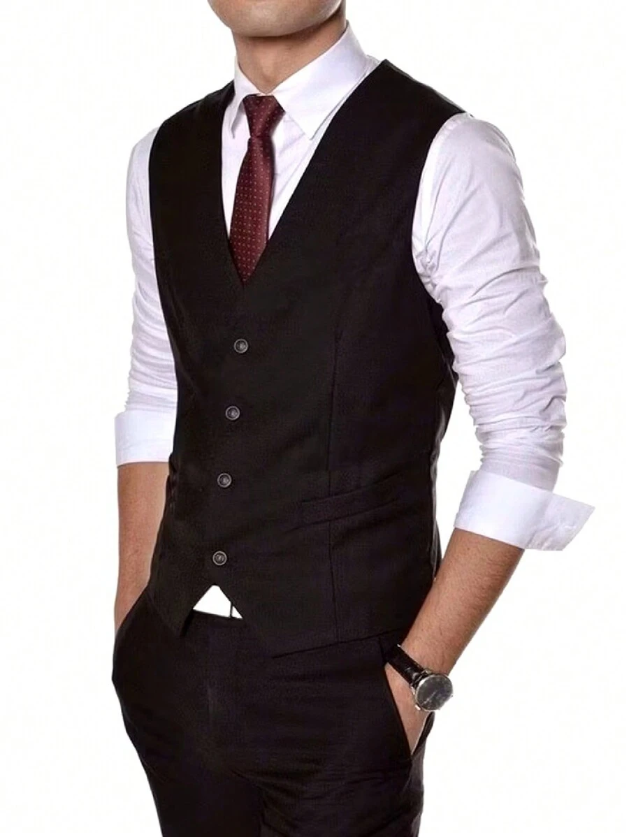 Men's Vests Can Be Combined With Suits And Shirts - màu đen - Xem 1