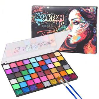 1 盒 44/54 色面部彩绘套装，水溶性眼线笔，水溶性眼线调色板，主要用于面部化妆，调色板颜料粉，专业面部彩绘