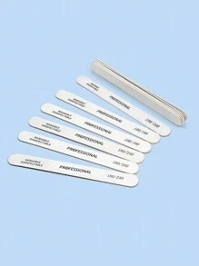 NailShine 50片装薄木砂纸指甲锉专业美甲抛光块灰色船形双面木锉美甲沙龙用品，指甲油，美甲用品，美甲工具，美甲艺术工具，返校季，美甲，美甲工具，假指甲专用美甲工具 - 灰色 - 查看 6