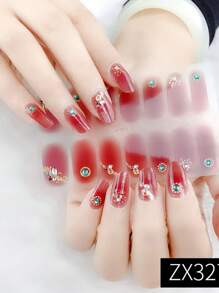 1 张 16 片美甲全覆盖贴纸渐变闪光猫眼粘性滑块 DIY 指甲油美甲贴纸贴花 - 彩色 - 查看 41