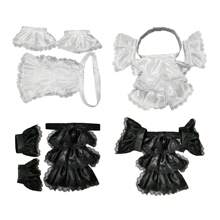 Set de jabot și manșete din satin cu volane, detașabil pentru adulți