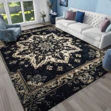 1pc Vintage Bohemian Style Carpet, Symmetrical Floral Pattern Rectangle Soft Non-Slip Area Rug, Suitable For Outdoor, Entryway, Living Room, Bedroom, Laundry Room, Bathroom, Game Room, Machine Washable, Seasonal Decor, Home Decoration