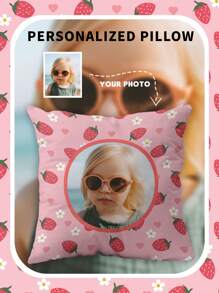 1pc Personalized Photo Pillow Case, Wedding Anniversary Couple Memento, Home Decor, Valentine's Day, Christmas, New Year Patterns, Baby/Couple/Friend/Family Photos, Single-Sided Printing, No Filling Included