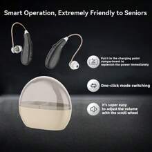 2 Earphones+Charging Case Hearing Aids For Seniors, Nearly Invisible Rechargeable Digital Hearing Amplifiers With Noise Cancellation For Adult Hearing Loss, Behind-The-Ear Hearing Aid, Control Easily - 均碼 - 查看 3