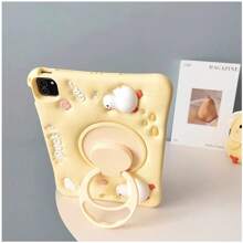 1pc Cute 3D Duck Design Shockproof Full Coverage Soft Silicone Protective Case With 360 Degree Rotating Stand Compatible With IPad/ Tablets