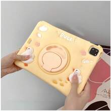 1pc Cute 3D Duck Design Shockproof Full Coverage Soft Silicone Protective Case With 360 Degree Rotating Stand Compatible With IPad/ Tablets