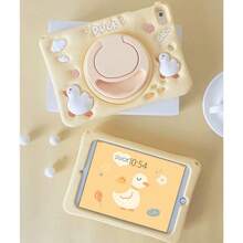 1pc Cute 3D Duck Design Shockproof Full Coverage Soft Silicone Protective Case With 360 Degree Rotating Stand Compatible With IPad/ Tablets