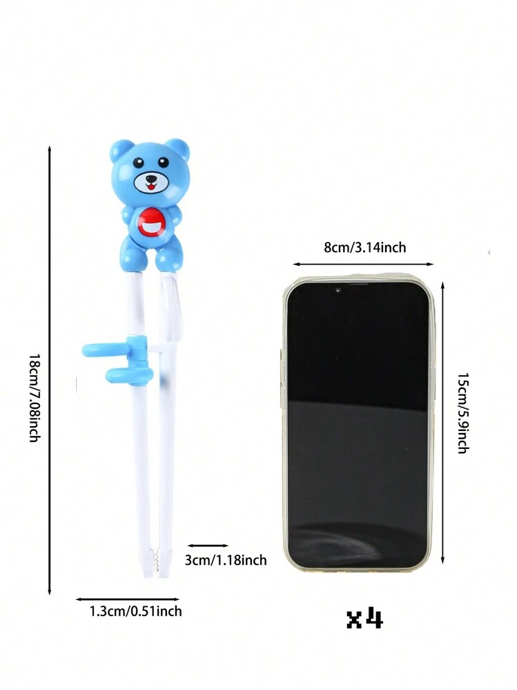 1 יחידה מקלות אכילה לילדים, עזר לחתול מצויר תרגול כלים ניידים לפעוטות - כחול - ראה 17