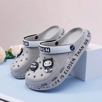 Sandalias tipo slip-on con diseño de gatito lindo, transpirables, antideslizantes, adecuadas para verano, playa, trabajo de enfermería, zuecos de suela blanda y plana con estilo