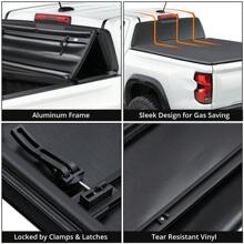 GOCAPTAIN Black Soft Tri-Fold Truck Bed Soft Tri-Fold Truck Bed Tonneau Cover Compatible With 2020-2023  Gladiator Styleside 5' Bed (With Or Without Utilitrack) - 黑色 - 查看 5
