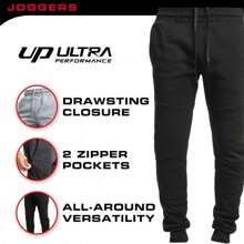 3 Pack Fleece Active Tech Joggers For Men, Mens Sweatpants With Zipper Pockets - Black / Charcoal / Heather Grey - View 2