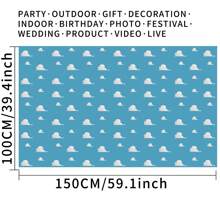 1 Stück Cartoon Blauer Himmel Weiße Wolken Fotografie Hintergrund Heldengeschichte Thema Foto Hintergrund 150 x 100 cm / 210 x 150 cm / 240 x 180 cm / 270 x 180 cm Neugeborenen Babyparty Geburtstag Banner Innen Außen Muttertag Dekoration Zubehör