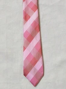 Men's Casual Tie With Colorful Plaid Print (5.5cm) - Màu Hồng baby - Xem 2