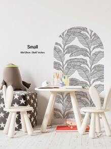 SUPSTICKER 1pc Water Proof Thick Leaf Print Wall Sticker, PVC Self Adhesive Wall Decorative Sticker For Home Decor, Stickers, Wall Decal, Vinyl Decal For Home Decorations, Spring Decoration Items Refresh Your Home, Festival Decoration Stickers Gifts Birthday Graduation - Black and White - View 11