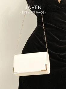 1入組素色PU皮革磁扣鏈條手拿包適用於日常使用,日期和派對