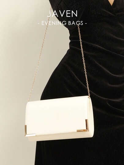 1 bolso de mano con cadena de cierre magnético de Pu de Color sólido para uso diario, fecha y fiesta