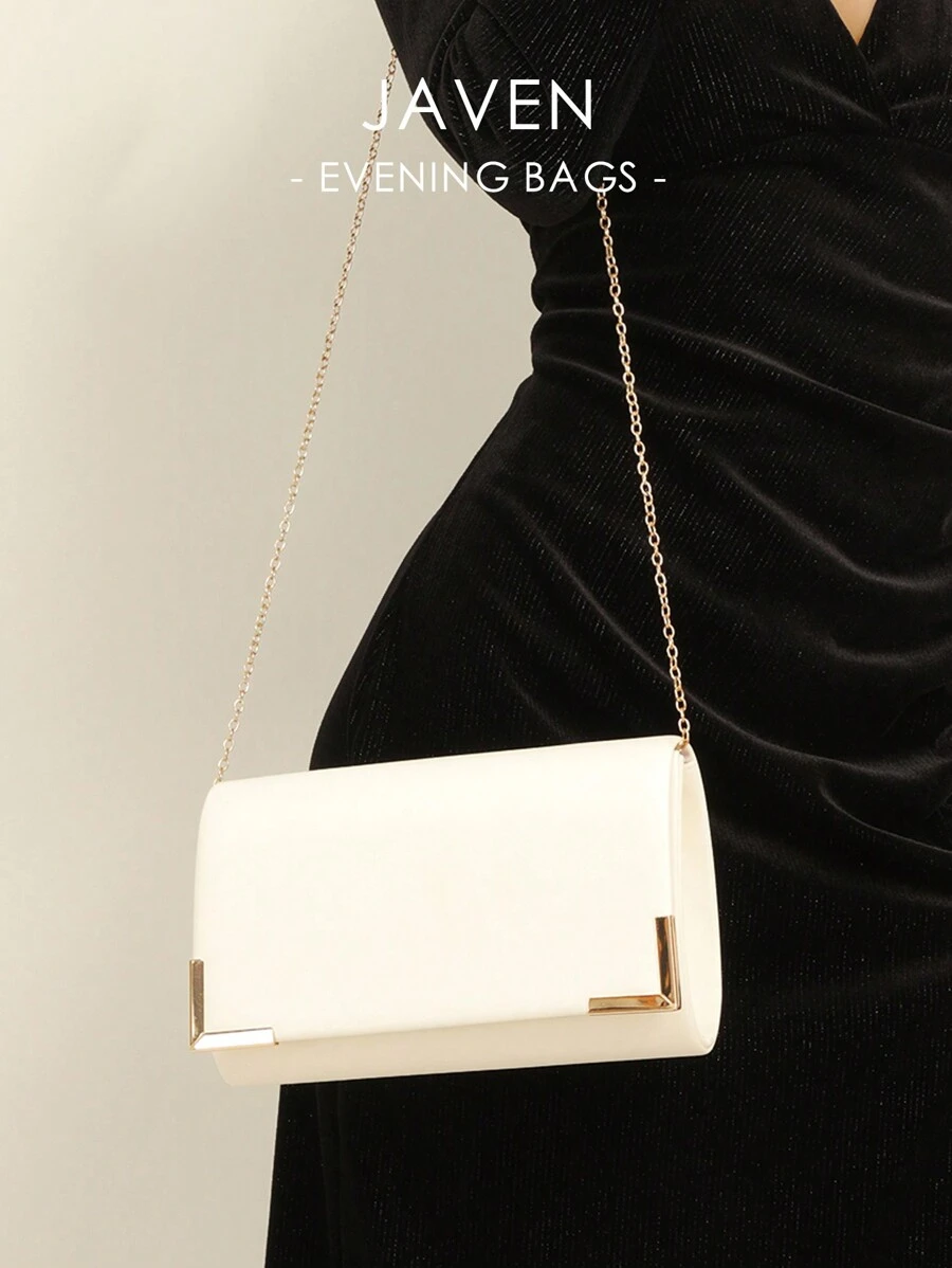 1入組素色PU皮革磁扣鏈條手拿包適用於日常使用,日期和派對