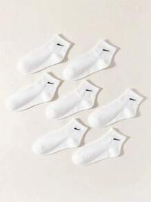1/12 Pares de Meias Esportivas Casuais Versáteis Brancas Sólidas para Homens e Mulheres, Macias e Amigáveis à Pele, Confortáveis e Respiráveis, Resistentes a Odores - Branco - Visão 2