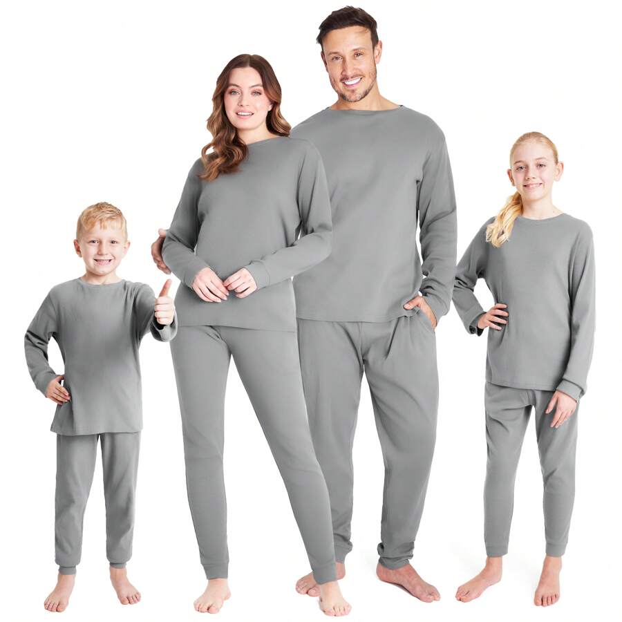 City Comfort Family Matching Christmas Pyjama 2 Piece Cosy Loungewear Set Couples Xmas PJ Festive Gift - Grey - View 1