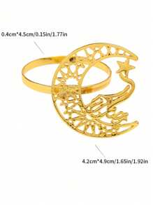 6pcs Hollow Moon & Star Shaped Napkin Rings, Creative Decorative Napkin Holder For Dining Table, Wedding & Holiday - Multicolor - View 2