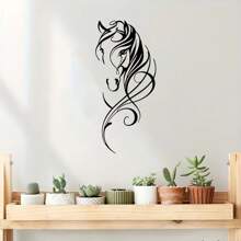 Modern Abstract Horse Metal Wall Art - Aesthetic Retro Hanging Decor For Home, Office, Bar & Kitchen - Perfect For Valentine's Day & New Year,Home Decor ,Room Decor,Wall Decor Gifts Birthday Graduation - 黑色 - 查看 9