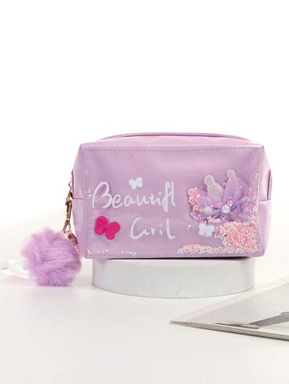 Multineos Comercial Bolsa Estojo Cosmética Com Design De Gato Fofo Com Pompom
