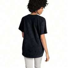 American Sport Fan Baseball Lover Boys Batter Baseball T-Shirt Oversized Short Sleeve Classic Heavy Cotton T Shirt Printed Graphic Tee Women's Casual Short-Sleeved Top - Black - View 2