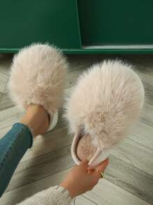 Women's Simple Fashion Plush Feeling Soft Thick Bottom Fall And Winter For Home Indoor And Outdoor Couple Models Home Fur Slippers