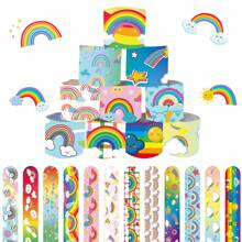 36 piezas Pulseras tipo snapbracelets de colores del arcoíris, 12 diseños diferentes con tema arcoíris, regalos de intercambio del Día de San Valentín, suministros de decoración para relleno de cajas de regalo y fiestas de cumpleaños