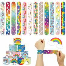 36 piezas Pulseras tipo snapbracelets de colores del arcoíris, 12 diseños diferentes con tema arcoíris, regalos de intercambio del Día de San Valentín, suministros de decoración para relleno de cajas de regalo y fiestas de cumpleaños