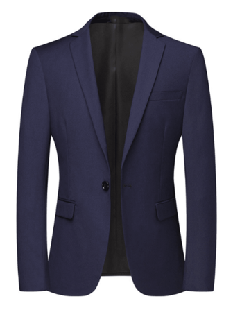 Men's Casual Solid Color Blazer Jacket, Fashion Business Suit Jacket For Middle Aged, Autumn
