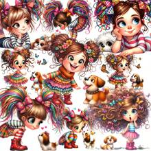 1 pak vintage cartoon mooie meisjesstickers, creatieve decoratieve handgemaakte stickers voor doe-het-zelf, scrapbooking, dagboek, fotoalbum, schoolbenodigdheden