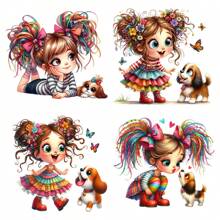 1 pak vintage cartoon mooie meisjesstickers, creatieve decoratieve handgemaakte stickers voor doe-het-zelf, scrapbooking, dagboek, fotoalbum, schoolbenodigdheden