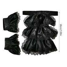 Set de jabot și manșete din satin cu volane, detașabil pentru adulți