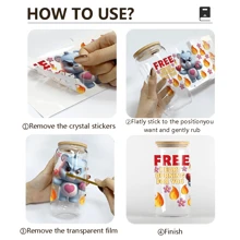 NJCHARMS 6 件 UV DTF 转印杯贴纸。Emo Bear 主题 UV DTF 转印贴纸。适用于 16OZ Libbey 玻璃杯、马克杯、马克杯。高品质 3D 防刮自粘贴纸。非常适合 DIY 工艺品和作为礼物赠送。