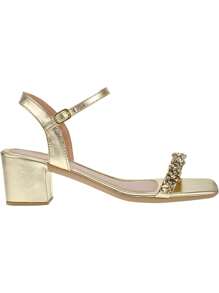 Loris Shoes Oficial Women's Beautiful Stone Sandal Heel Block Buckle With Strass Adjustment 030-100 - 金色 - 查看 3
