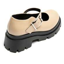 Heeled Shoes With Buckle Straps For Daily Wear - Beige - View 4