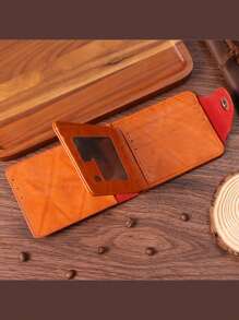 1 件男士短款钱包，PU 皮革简约经典双折钱包，时尚休闲商务拉链袋，多个卡槽，适合青少年、夏季户外、运动、旅行、毕业、生日 - 錢包 - 查看 5