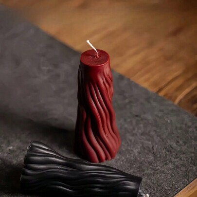 Vela aromática de 42°C con goteo de cera, decoración de columna de cera de ola vertical, realzador de ambiente romántico