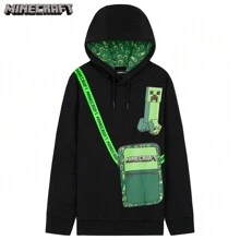 Minecraft Hoodie Creeper Hooded Sweatshirt Warm Soft Pullover Streetwear 7-14 Years Gift - Black - View 3
