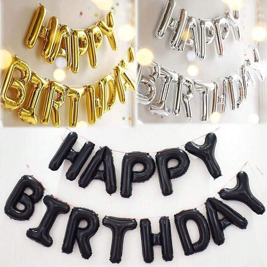 15pcs/Pack Letter Balloon Set, Happy Birthday Decor, Party Supplies, Photo Prop Balloon, Party Balloon, Birthday Balloon, Birthday Decor, Romantic Room Decor, Party Decorations - Multicolor - View 1