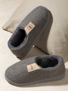 Chaussons tricotés simples et chauds pour hommes, à bout fermé, enfiler, antidérapants, pour usage intérieur à la maison, convient pour l'automne/l'hiver (Veuillez commander une taille au-dessus !)