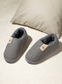 Chaussons tricotés simples et chauds pour hommes, à bout fermé, enfiler, antidérapants, pour usage intérieur à la maison, convient pour l'automne/l'hiver (Veuillez commander une taille au-dessus !)